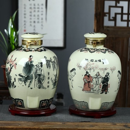 密封泡储水罐 景德镇陶瓷酒坛 清明上河图20斤50斤酒坛  清明上河图50斤酒坛