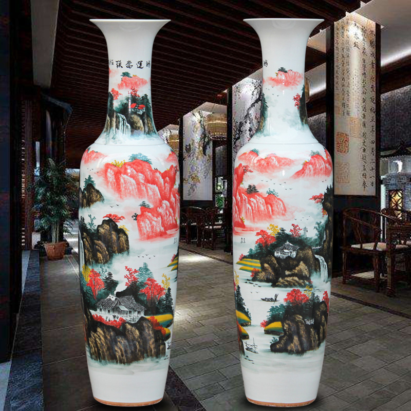 花开陶瓷大花瓶 公司开业礼品大花瓶 牡丹花瓶厂  景德镇牡丹花瓶厂