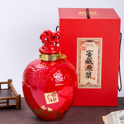 创意年年红酒瓶 陶瓷酒瓶1斤厂家 新年礼品酒包装
