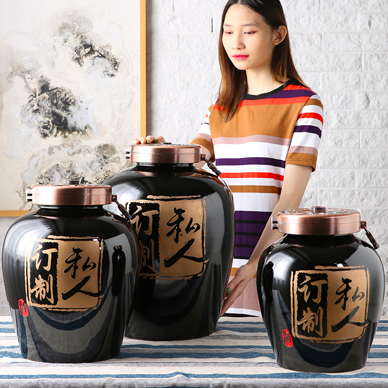 陶瓷酒坛装30斤-200斤装 配金属盖密封窖藏家用大容量  陶瓷酒坛装200斤  配金属盖密封酒坛