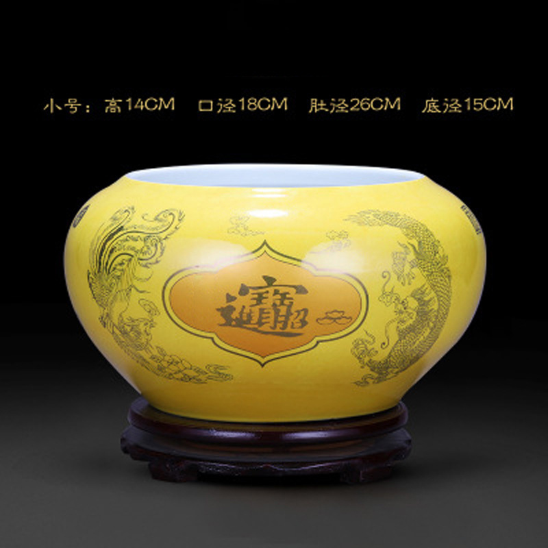 聚宝盆摆件工艺品粉彩小号陶瓷缸
