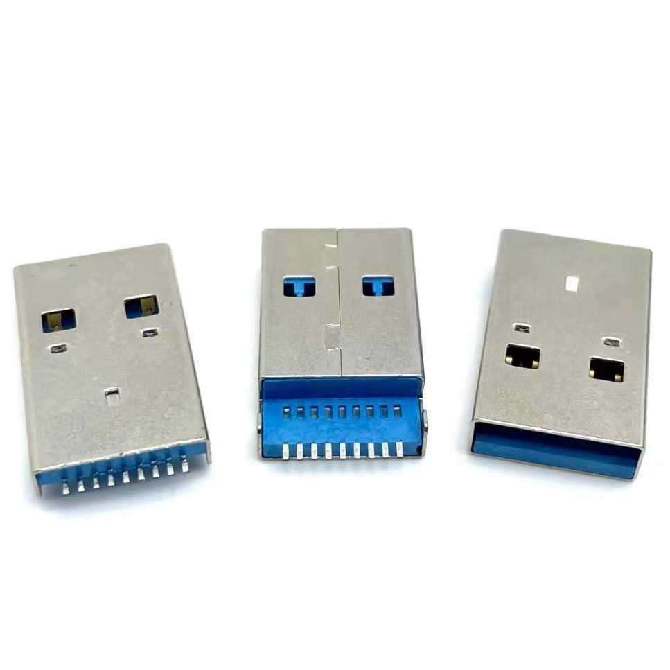 USB3.0 A公 9PIN沉板式 90度沉板贴片 无柱蓝胶