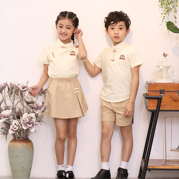 安伊宝宝夏季国学风套装校服  中小学幼儿园园服  校服批发  园服批发