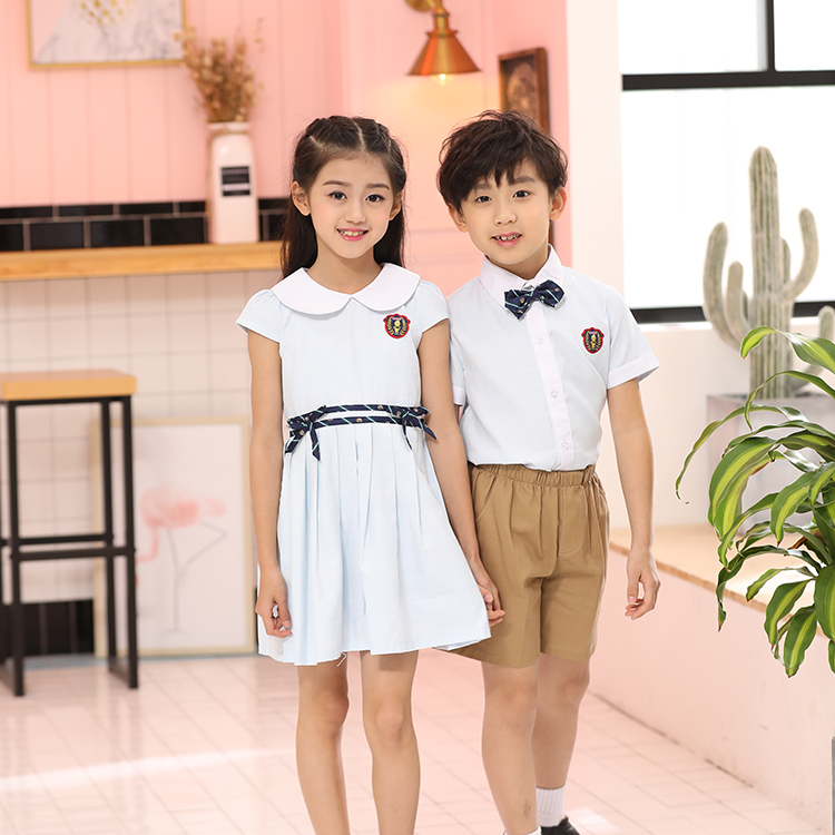 安伊宝宝儿童套装校服白色配卡其色校服定制  中小学幼儿园园服  校服批发  园服批发