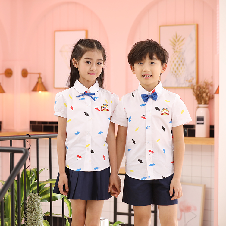 安伊宝宝儿童纯棉衬衣配裙子套装园服批发  中小学幼儿园园服  校服批发  园服定制