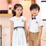 安伊宝宝儿童套装校服白色配卡其色校服定制