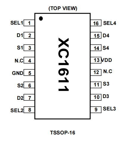 模拟开关 XC1611完美兼容ADG1611  国产替代  四通道 模拟开关  继电器更换