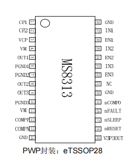 MS8313替代DRV831【三个半 H 桥驱动器集成电路】  国产替代  电机驱动