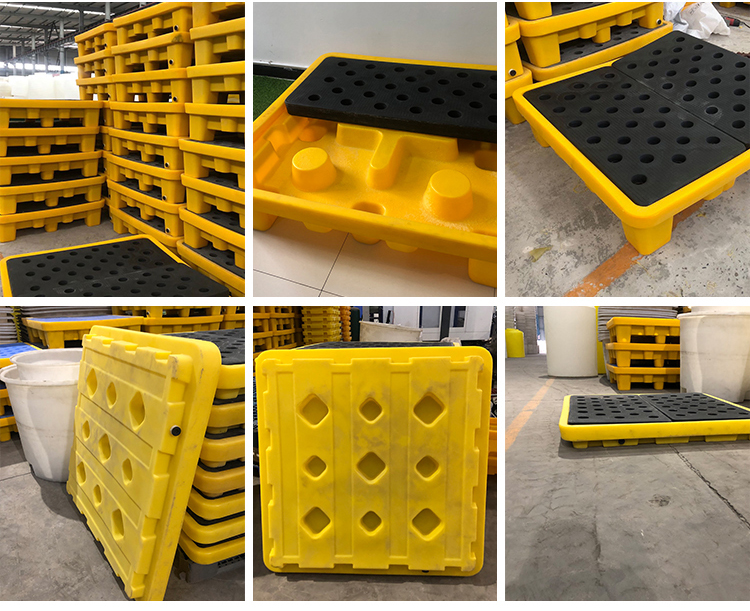 甘肃防渗漏托盘1.3米*1.3米四桶矮塑料卡板盛漏垫板  塑料托盘
