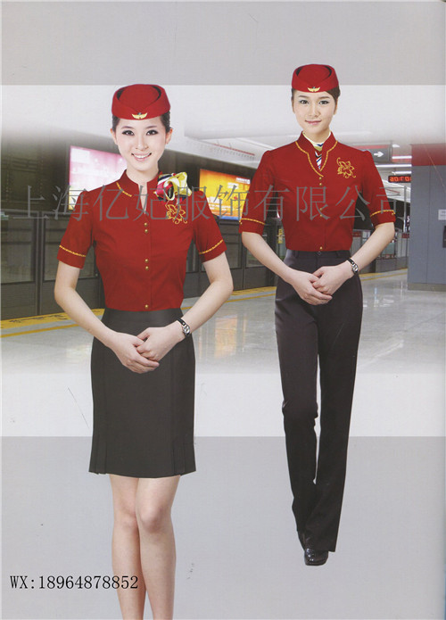 空姐夏季工作服衬衫半裙送丝巾酒店前台制服女长袖  上海服装厂定做