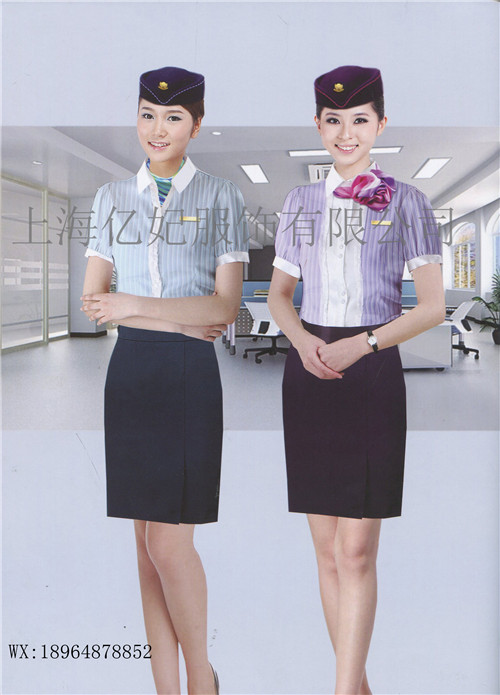 空姐夏季工作服衬衫半裙送丝巾酒店前台制服女长袖  上海服装厂定做