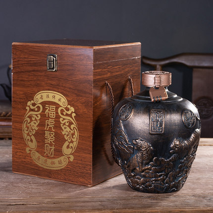 仿青铜窖藏酒罐 陶瓷酒瓶5斤1斤 白酒收藏工艺酒具