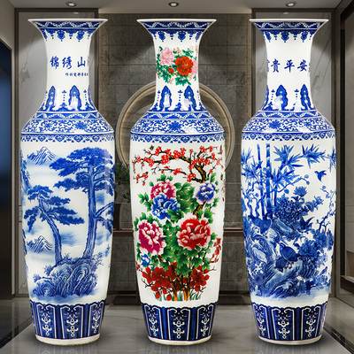 日照市公司装饰大花瓶 手绘陶瓷大花瓶2米工艺品