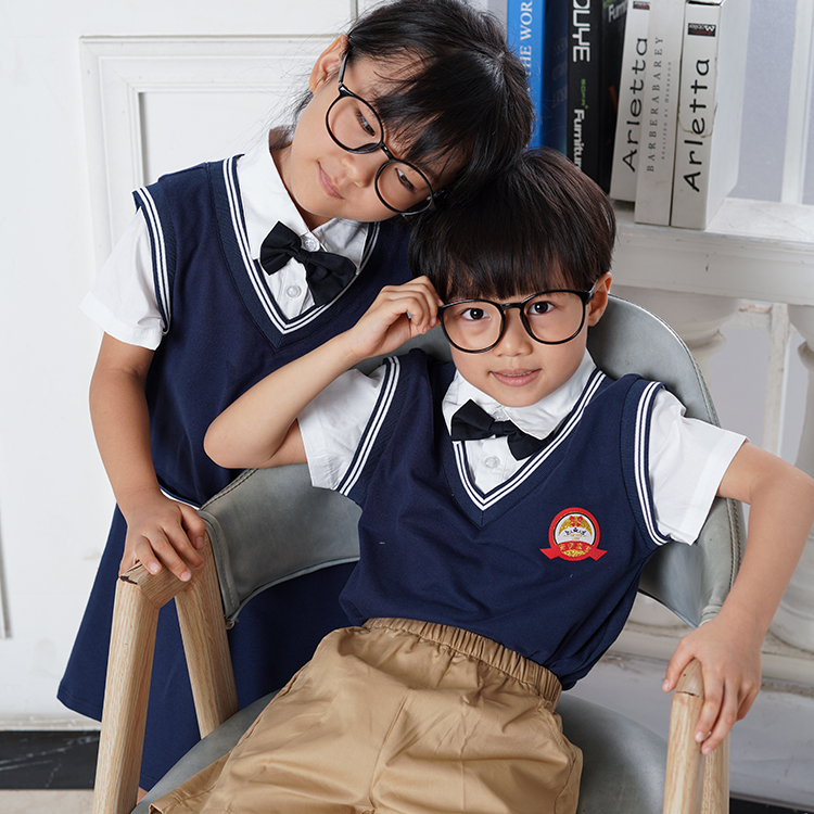 安伊宝宝夏季纯棉甜美风校服批发  幼儿园园服厂家  园服定制  夏季园服