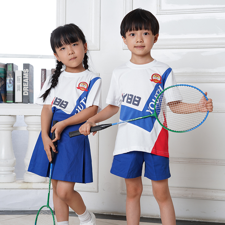 安伊宝宝夏季纯棉运动风园服定制  园服生产厂家  幼儿园老师园服  园服订购