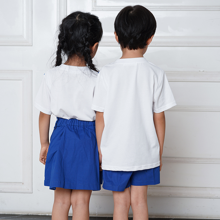 安伊宝宝夏季纯棉运动风园服定制  园服生产厂家  幼儿园老师园服  园服订购