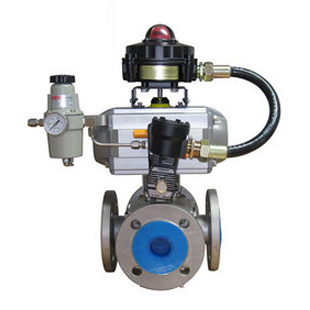 气动四通球阀  气动四通法兰式球阀  北京江森气动四通球阀  不锈钢四通气动球阀