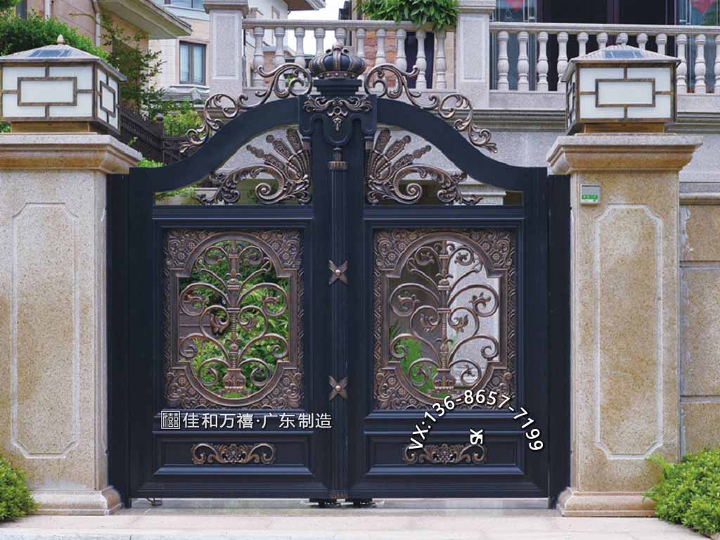金华铝艺庭院大门别墅围墙大门图片  别墅大门