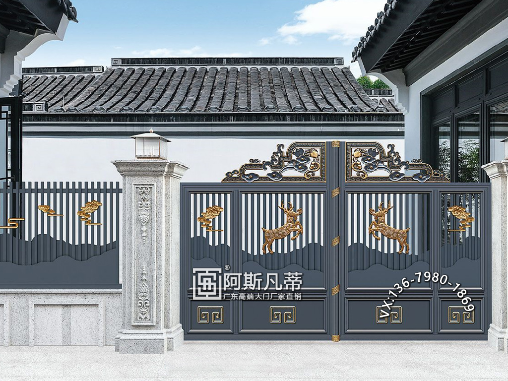 烟台铝艺大门厂家别墅大门定制铝艺栏杆