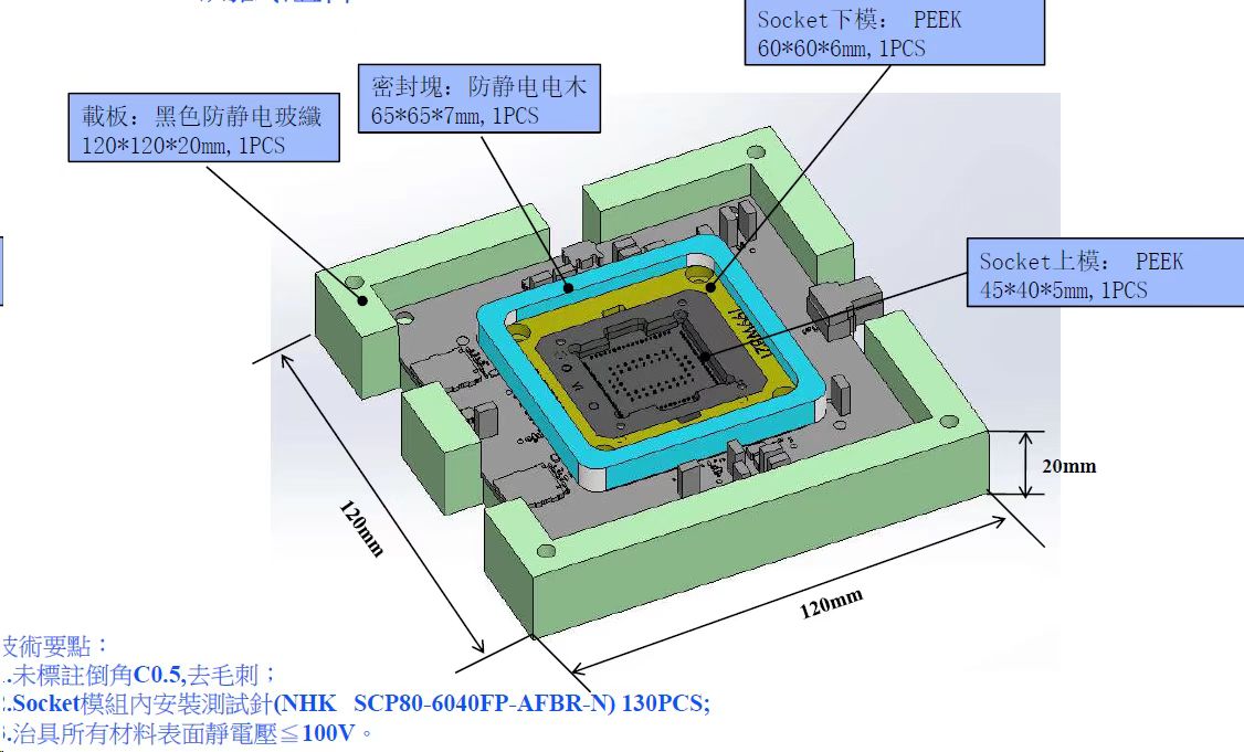 东都技术有限公司  芯片测试夹  bga测试架  测试夹具