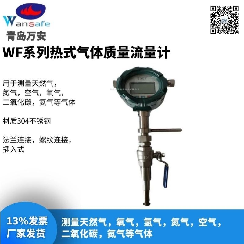 DN100插入式质量流量计 带485通讯 青岛万安仪器仪表  气体流量计