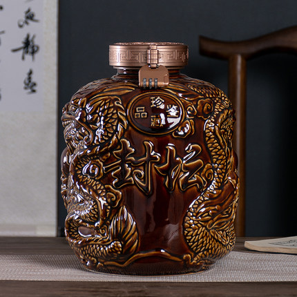 陶瓷酒瓶五斤复古空酒瓶 盛世典藏酒坛木盒装  盛世典藏5斤酒坛