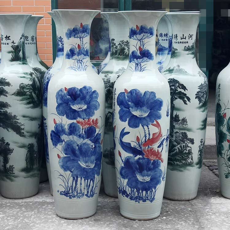 江苏公司开业礼品落地大花瓶工艺品装饰摆件大门口2米  开业礼品大花瓶  手绘大花瓶摆件  景德镇陶瓷大花瓶