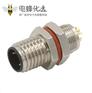 M8焊线插座连接器公头板端后锁防水直式3芯焊线连接器