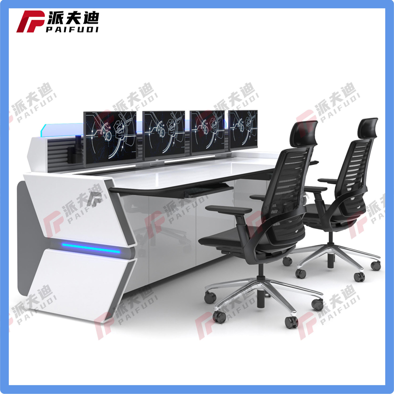 安防监控室工作台指挥中心调度台工业电脑操作台加厚  弧形控制台  管理控制台  控制台大全