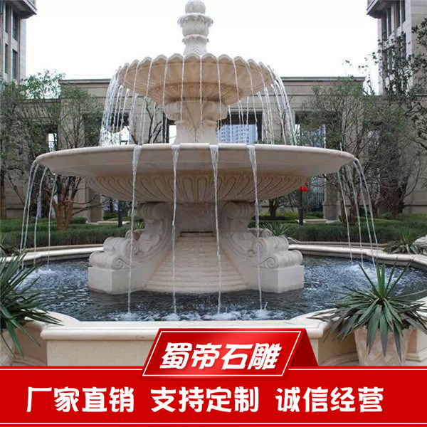 石雕喷泉大理石欧式石头流水池摆件景观水钵  欧式喷泉  景观水池