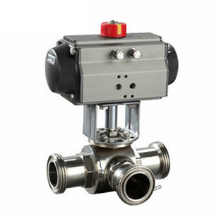 气动三通快装球阀  气动三通卫生级球阀  气动卡箍三通卫生球阀  气动不锈钢卫生球阀