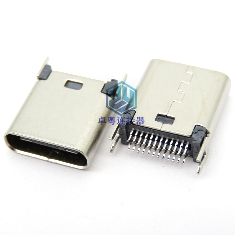 TYPEC 24P母座 夹板0.8 带鱼叉脚 9.3mm  24p