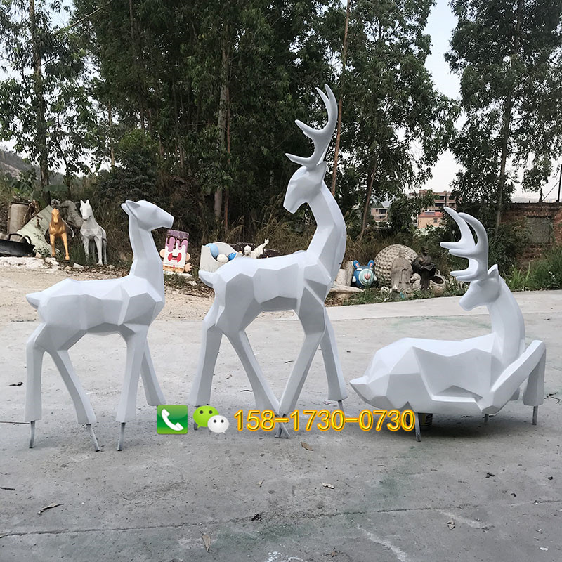 玻璃钢抽象鹿雕塑玻璃纤维切面动物园林广场景观小品