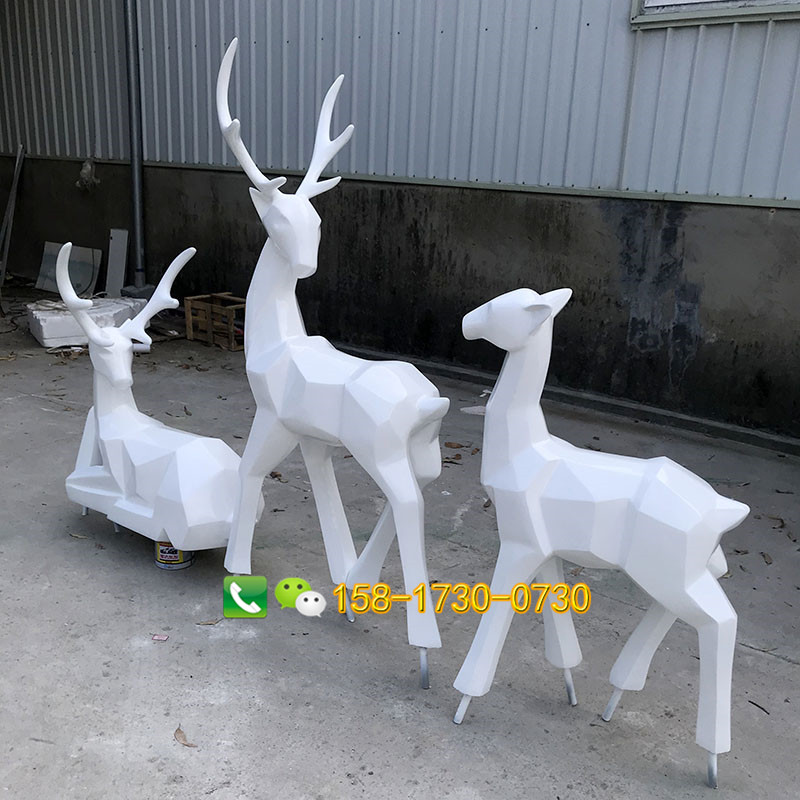 玻璃钢抽象鹿雕塑玻璃纤维切面动物园林广场景观小品