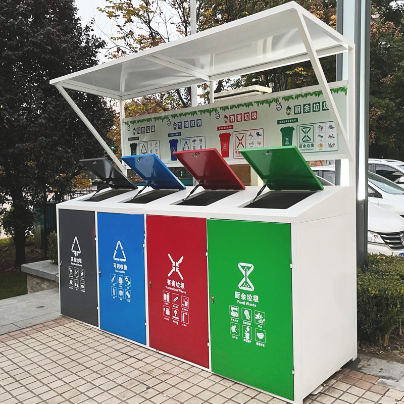 娄底小区垃圾收集亭选择美天环保MT-21013&nbsp;&nbsp;岳阳钢木垃圾桶&nbsp;&nbsp;环保果皮箱&nbsp;&nbsp;双桶钢木垃圾桶