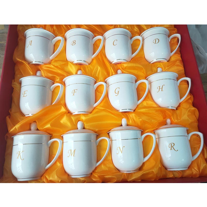商务礼品会议办公杯定做，景德镇陶瓷茶杯带盖加字  商务会议办公杯定做  办公杯茶叶罐套装  陶瓷茶杯加字