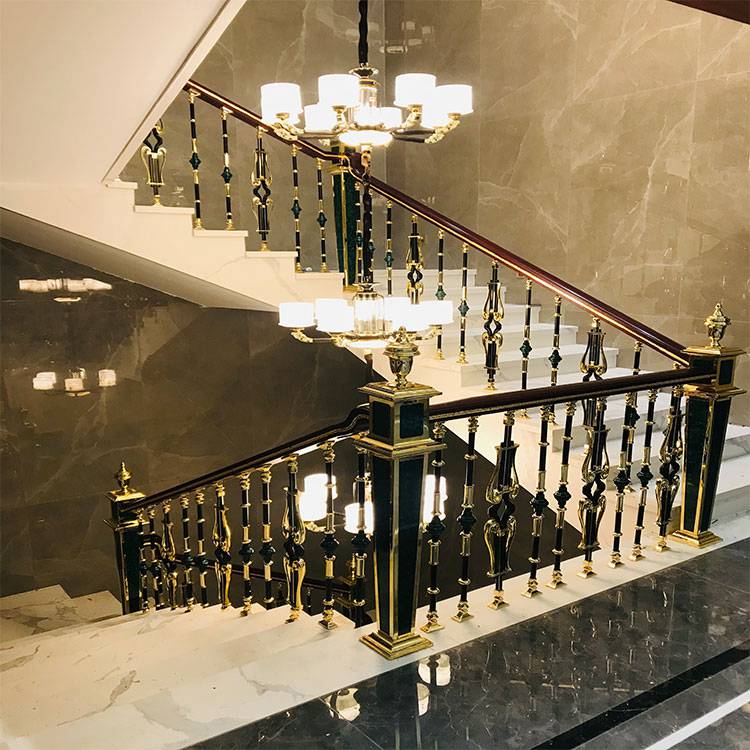 欧式现代楼梯扶手立柱铝艺 复式别墅单支楼梯护栏  轻奢铝艺单支立柱护栏  高档艺术铝艺护栏  现代简约铝艺楼梯扶手