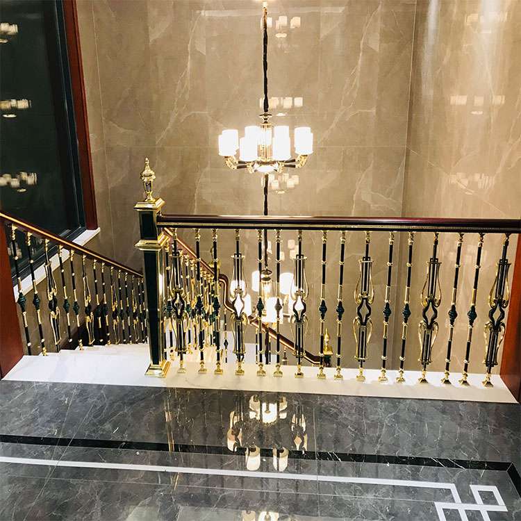 欧式现代楼梯扶手立柱铝艺 复式别墅单支楼梯护栏  轻奢铝艺单支立柱护栏  高档艺术铝艺护栏  现代简约铝艺楼梯扶手