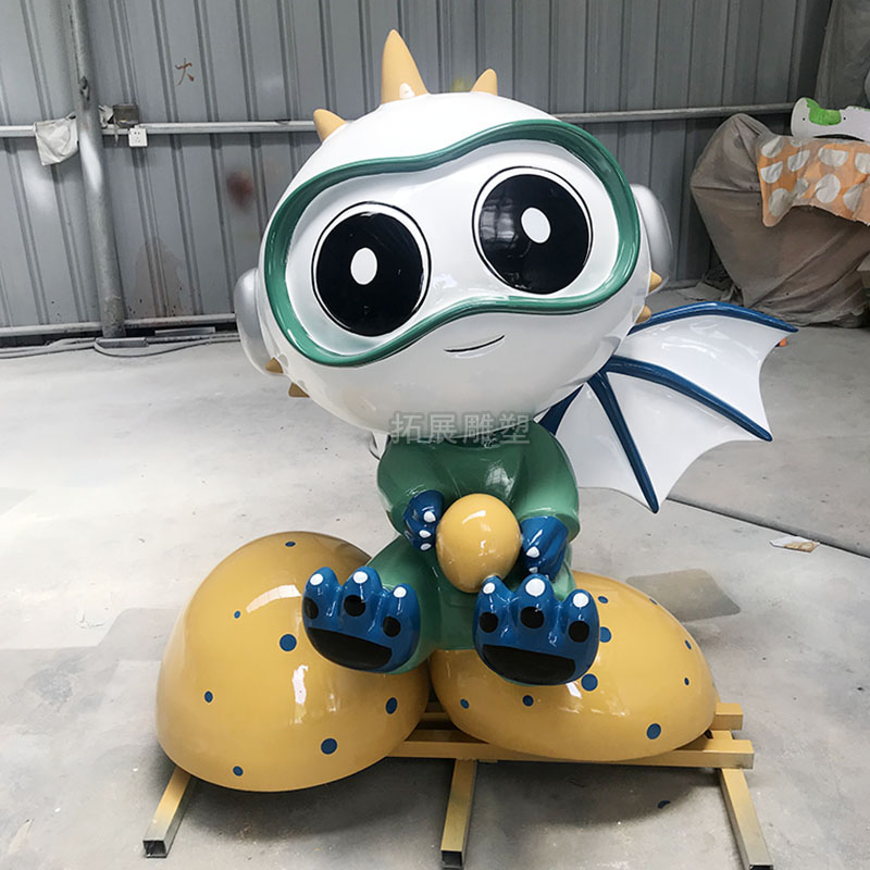 玻璃钢卡通恐龙雕塑商场广场美陈动物IP公仔模型小品  动漫IP公仔造型  美陈摆件小品雕塑