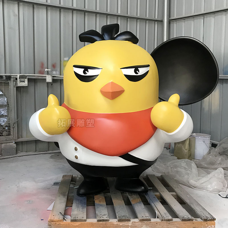 玻璃钢卡通鸡雕塑店面门口摆件厨师造型迎宾小品  店面门口迎宾小品  厨师造型定制
