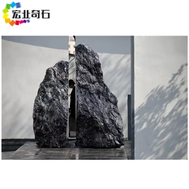 黑山石水钵，清远黑山石石材，黑石水钵造景