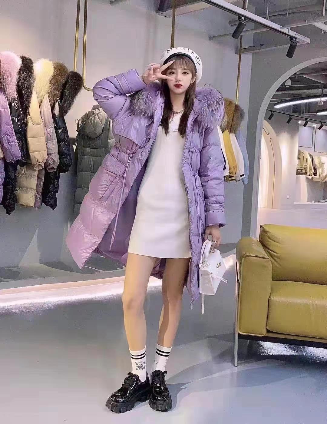 偶姿羽绒服 22年新款中长款大版型羽绒服反季清仓尾货