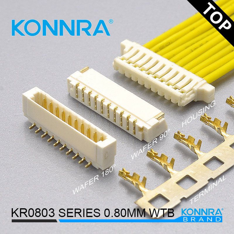 康瑞KR0803替代JST单排有耳线路板用线对板针座卧式  康瑞连接器  0.8mm间距  JST连接器