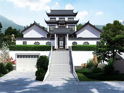 徽派四合院设计 徽派四合院效果图 古建四合院设计