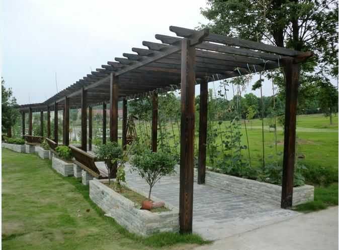 兰州防腐木长廊-景观木廊架  兰州防腐木廊架  兰州防腐木凉亭  兰州防腐木花架