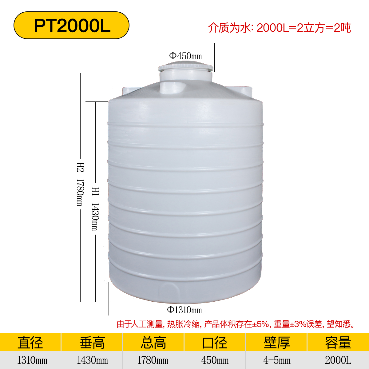 四川存水化工制剂水油存运2吨塑料水塔水罐