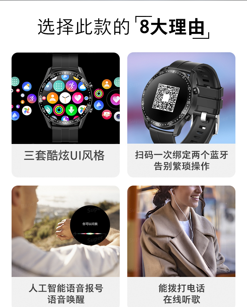蓝牙通话智能手表老人心率血压监测手表可定位运动手表  血氧检测  睡眠检测