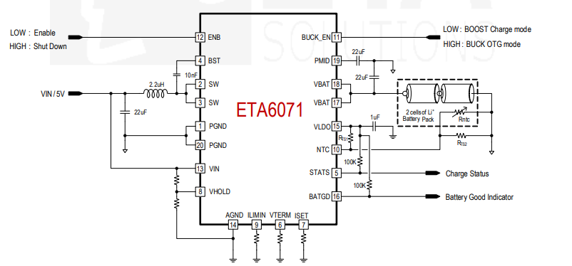 ETA6071Q3U是一款效率高、同步2芯系列锂离子电池增压  ETA/钰泰  代理