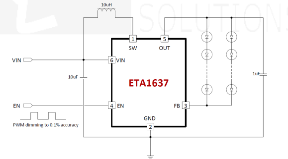 ETA1637S2G 背光照明设驱动IC钰泰升压稳压器ETA