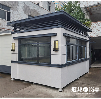 深圳欧式小区别墅真石漆门卫岗亭定制  真石漆岗亭  保安亭